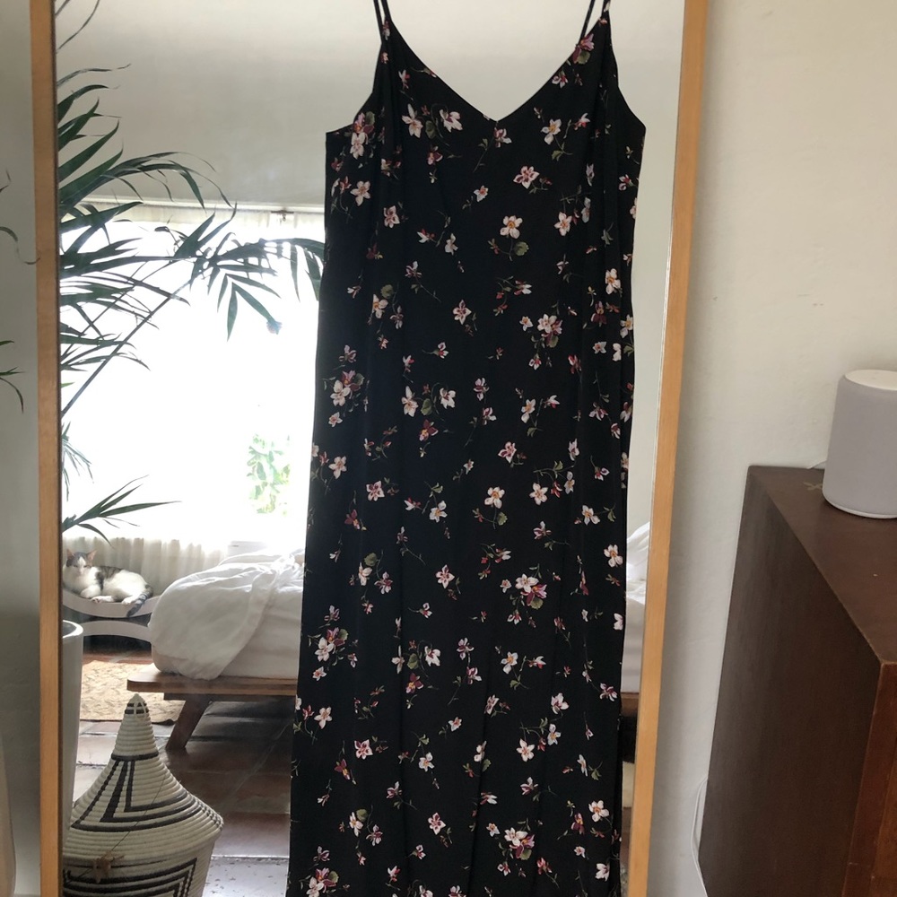 Madewell Silk Eva Side-Slit floral Slip Dress sz 2